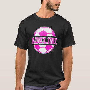Adeline Name Girls Soccer Play Football Sports Fan T-Shirt