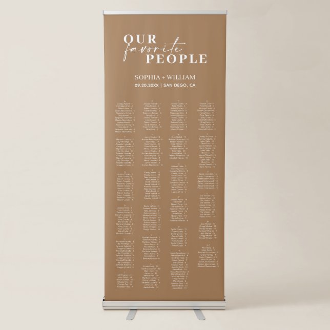 ADELLA Black Minimalist Wedding Seating Chart Retr Retractable Banner (Front)