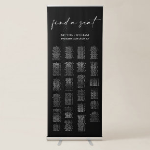 ADELLA Black Minimalist Wedding Seating Chart Retractable Banner