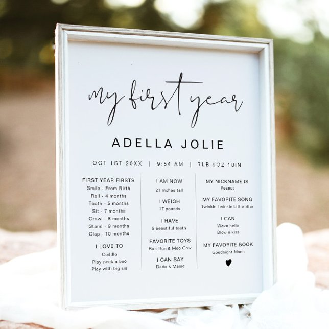ADELLA Edgy Minimalist Boho First Year Milestone Poster (Creator Uploaded)