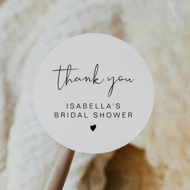 ADELLA Edgy Modern Minimal Bridal Shower Thank You Classic Round Sticker (Creator Uploaded)