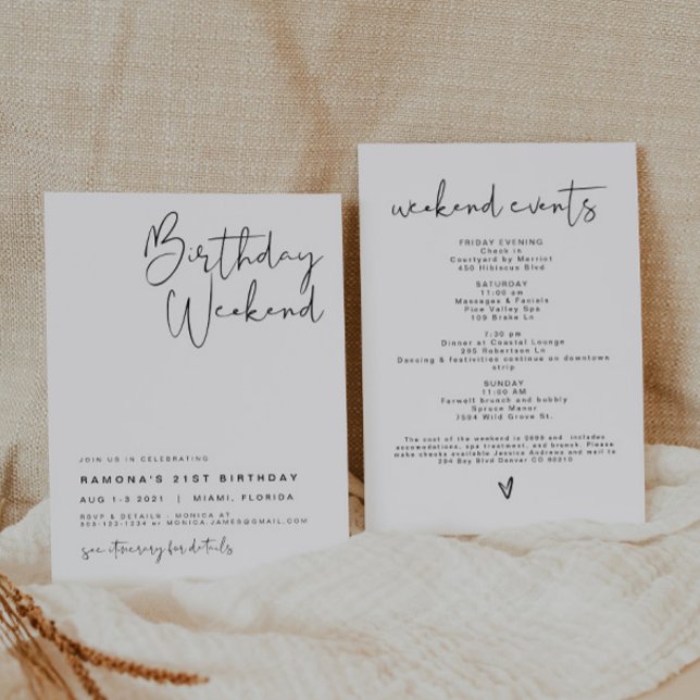 ADELLA Edgy Modern Minimalist Birthday Itinerary Invitation (Creator Uploaded)