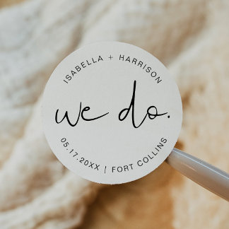 ADELLA Edgy Modern Minimalist Simple Wedding Classic Round Sticker