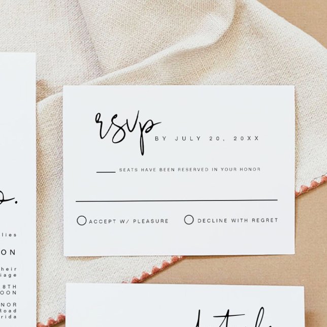 ADELLA Edgy Modern Minimalist Wedding RSVP Card (Creator Uploaded)