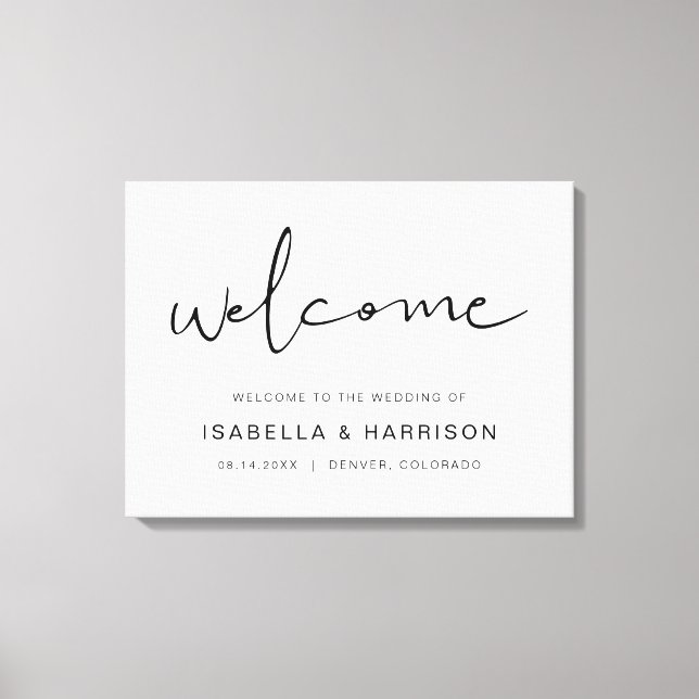 ADELLA Edgy Modern Minimalist Wedding Welcome  Canvas Print (Front)