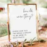 ADELLA How Old Were They Bridal Shower Game Sign<br><div class="desc">This printable bridal shower game due template features an edgy handwritten font and modern minimalist design. Use this template to edit the font colour,  and background colour to match your event needs.</div>