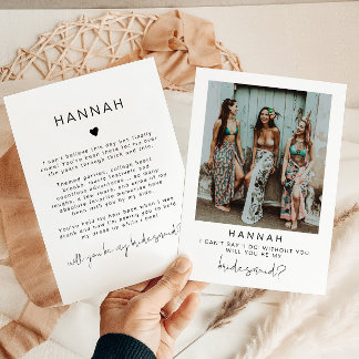 ADELLA Minimal Photo Bridesmaid Proposal Note Card