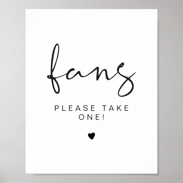 ADELLA Minimal Please Take a Fan Wedding Sign (Front)