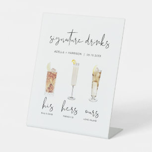 ADELLA Minimal Watercolor Cocktail Signature Drink Pedestal Sign