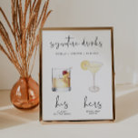 ADELLA Minimal Watercolor Cocktail Signature Drink Poster<br><div class="desc">This signature drink sign features an edgy handwritten font and modern minimalist design. The watercolor graphics are handmade and 15 popular drinks are included here in this listing. Click the 'edit using design tool' button in the personalisation section to see the drinks that are included. Each drink is hidden so...</div>