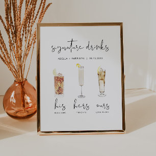 ADELLA Minimal Watercolor Cocktail Signature Drink Poster