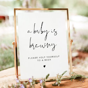 ADELLA Minimalist A Baby is Brewing Beer Sign