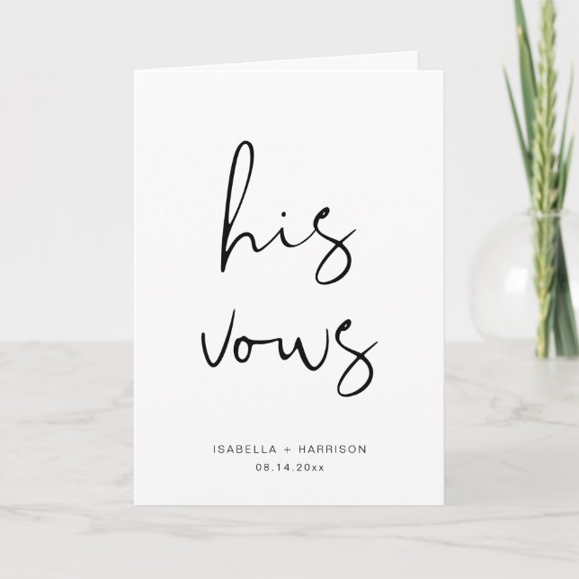 ADELLA Minimalist His Wedding Vows Card (Front)