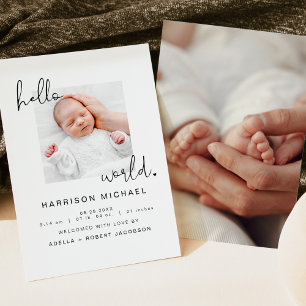 ADELLA Minimalist Newborn One Photo Announcement