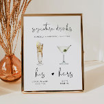 ADELLA Minimalist Signature Drink Wedding Bar Poster<br><div class="desc">This printable signature drink sign template features a handwritten font and a modern minimalist design. The watercolor graphics are handmade and 15 popular drinks are included here in this listing. Click the 'edit using design tool' button in the personalisation section to see the drinks that are included. Each drink is...</div>