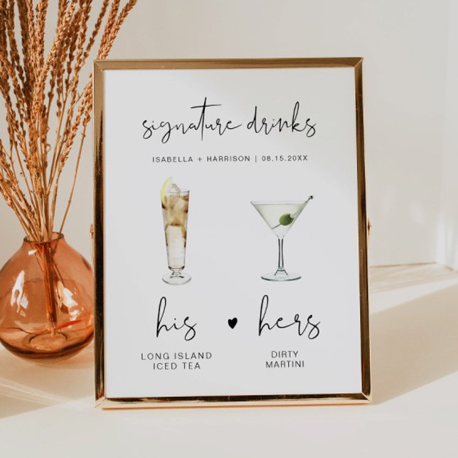 ADELLA Minimalist Signature Drink Wedding Bar Poster (Creator Uploaded)