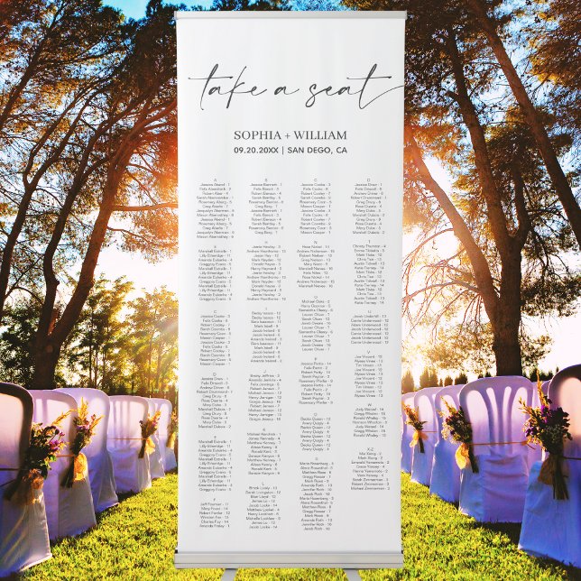 ADELLA Minimalist Wedding Seating Chart Retractabl Retractable Banner (Creator Uploaded)