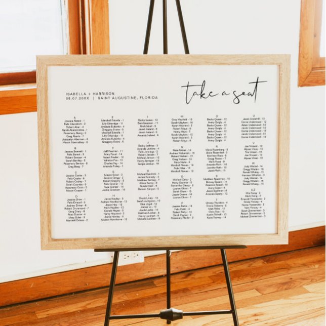 ADELLA Modern Alphabetical Wedding Seating Chart (Creator Uploaded)
