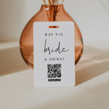 ADELLA Modern Edgy Buy the Bride a Drink QR Code ID Badge