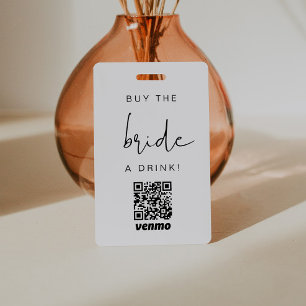 ADELLA Modern Edgy Buy the Bride a Drink QR Code ID Badge