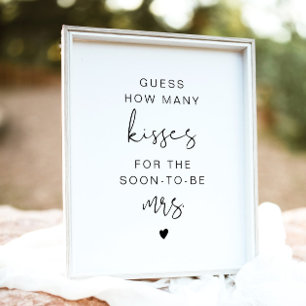 ADELLA Modern Guess How Many Kisses Bridal Sign