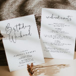 ADELLA Modern Minimal Birthday Weekend Itinerary Invitation<br><div class="desc">This birthday weekend invitation and itinerary template features an edgy handwritten font and modern minimalist design. Easily edit all colouring to match your event and add any photos or graphics as needed.</div>