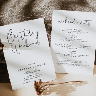 ADELLA Modern Minimal Birthday Weekend Itinerary Invitation