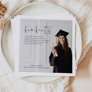ADELLA Modern Minimal Fun Facts Graduation Party Napkin