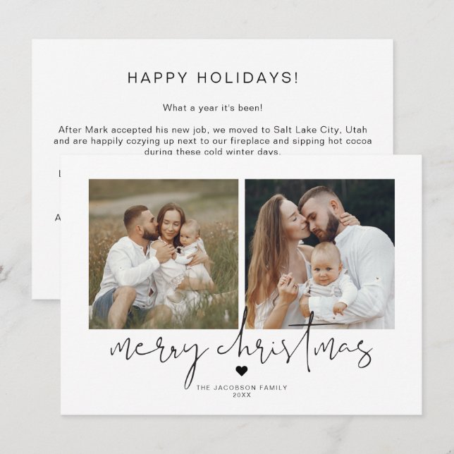 ADELLA Modern Minimalist 2 Photo Christmas Card (Front/Back)