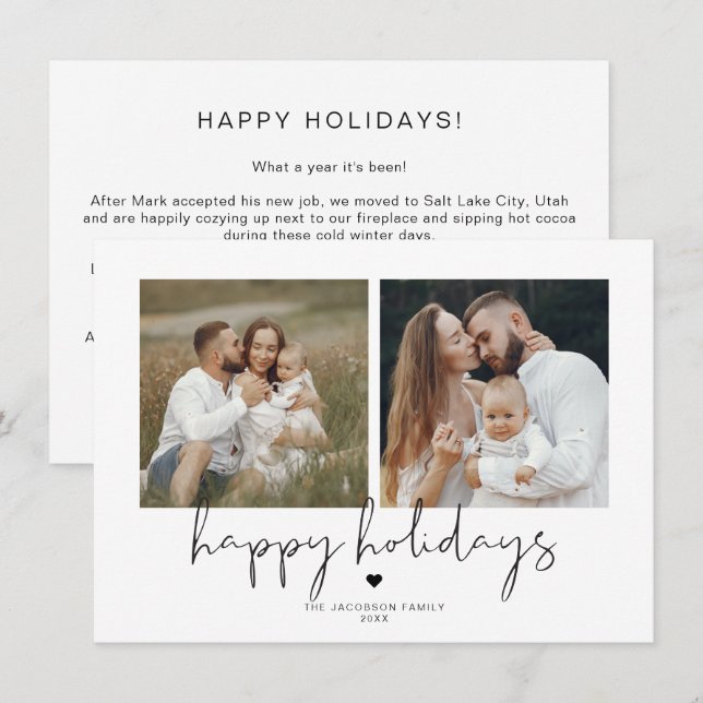 ADELLA Modern Minimalist 2 Photo Holiday Card (Front/Back)