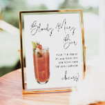 ADELLA Modern Minimalist Bloody Mary Bar Sign<br><div class="desc">This bloody mary bar sign features a watercolor Bloody Mary,  an edgy handwritten font and a modern minimalist design. Easily change the font colour and background colour to match your event. This is perfect for a wedding,  couple's shower,  bridal shower,  engagement party or any other special event.</div>