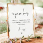 ADELLA Modern Minimalist Funny Open Bar Sign<br><div class="desc">This open bar sign features an edgy handwritten font, and a modern minimalist design. The simple black and white design makes it perfect to add to any event. Easily change the font and background colour to match your event. This is perfect for a wedding, couple's shower, bridal shower, engagement party...</div>