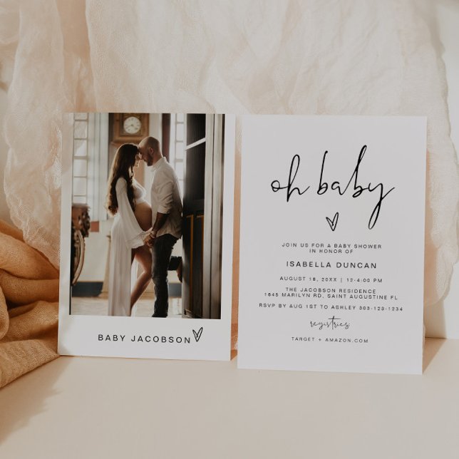 ADELLA Modern Minimalist Oh Baby Shower Invitation (Creator Uploaded)