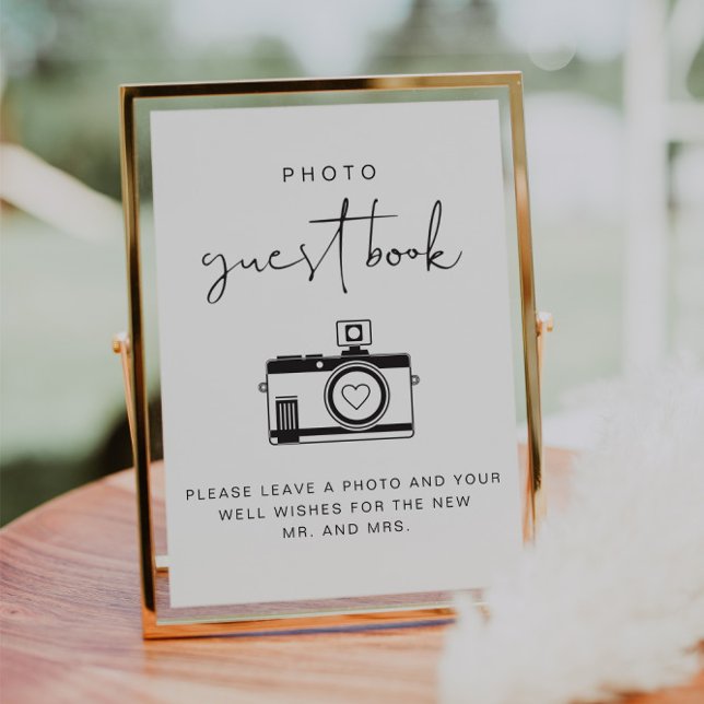 ADELLA Modern Minimalist Photo Guestbook Sign Invitation (Creator Uploaded)
