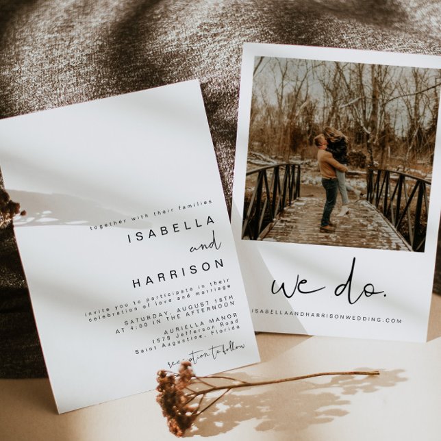 ADELLA Modern Minimalist Photo Wedding  Invitation (Creator Uploaded)