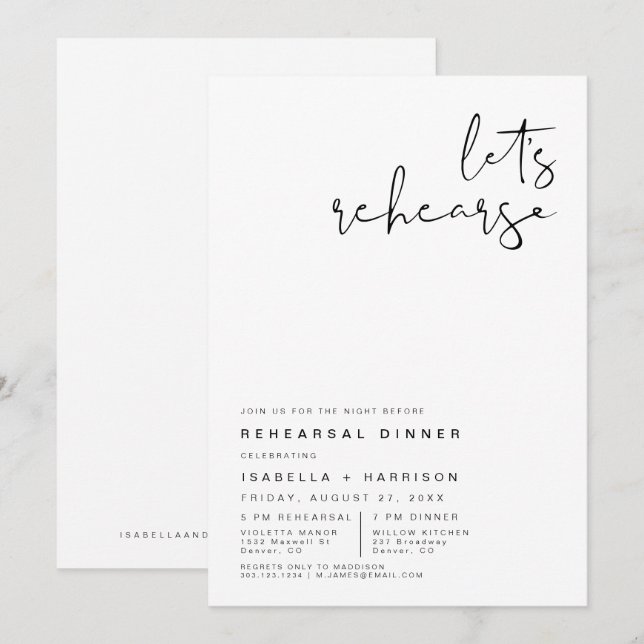 ADELLA Modern Minimalist Rehearsal Dinner  Invitation (Front/Back)