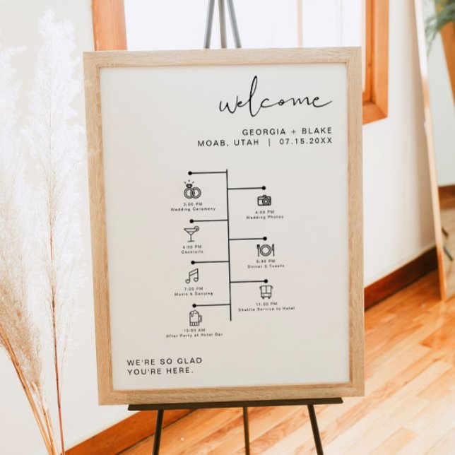 ADELLA Modern Minimalist Wedding Icon Timeline Poster (Creator Uploaded)