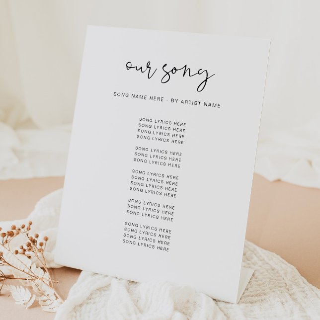 ADELLA Modern Minimalist Wedding Song Lyrics Pedestal Sign (Creator Uploaded)