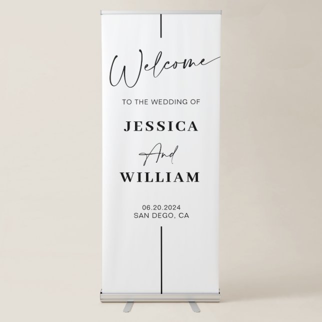 ADELLA Modern Minimalist Wedding Welcome  Retractable Banner (Front)