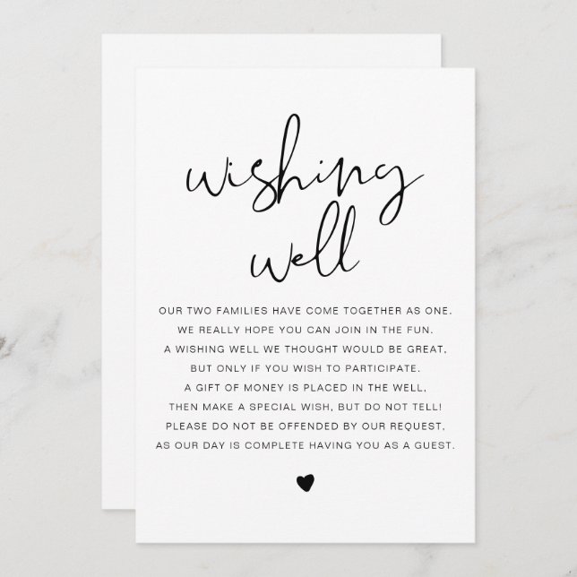 ADELLA Modern Minimalist Wishing Well Sign Invitation (Front/Back)