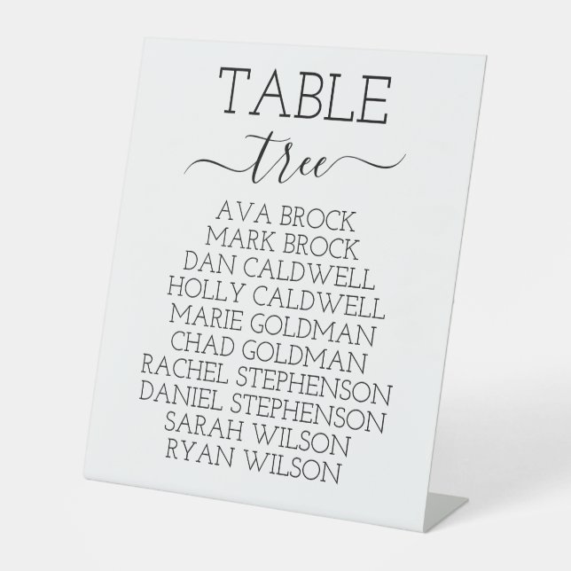 ADELLA Modern Wedding Seating Chart Card Template, Pedestal Sign (Front)