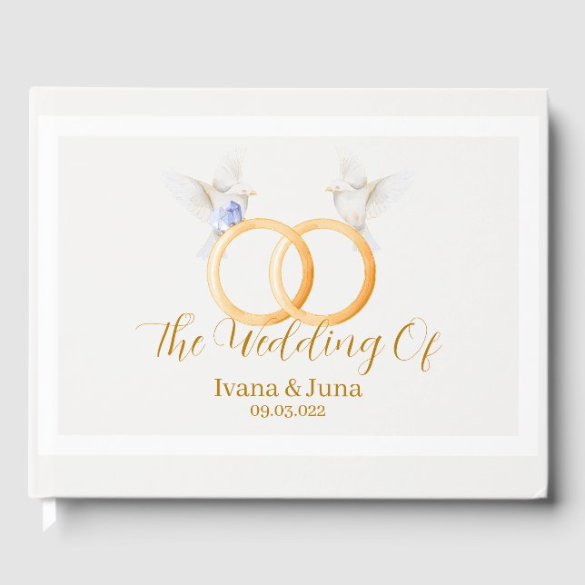 ADELLE Simple Dusk Blue Couple Wedding Guest Book (Front)