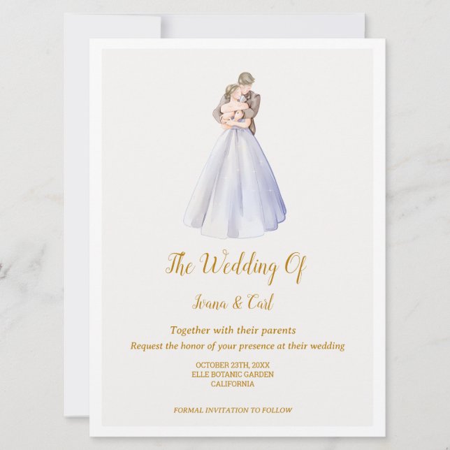 ADELLE Simple Dusk Blue Couple Wedding Invitation (Front)