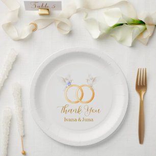 ADELLE Simple Dusk Blue Couple Wedding Paper Plate