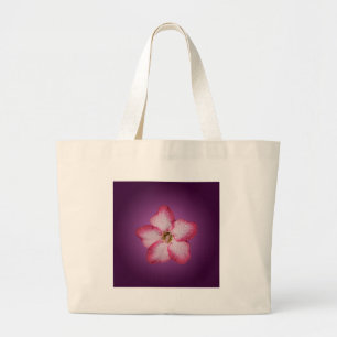 Adenium Pink Flower Flora Gradient Violet Large Tote Bag