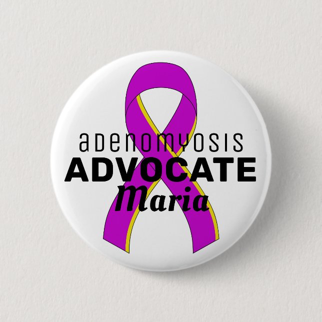 Adenomyosis Advocate Ribbon White Button (Front)