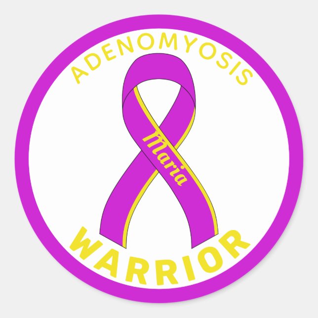 Adenomyosis Warrior Ribbon White Round Sticker (Front)