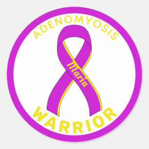 Adenomyosis Warrior Ribbon White Round Sticker