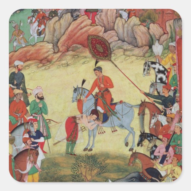 Adham Khan paying homage to Akbar at Sarangpur, Ce Square Sticker (Front)