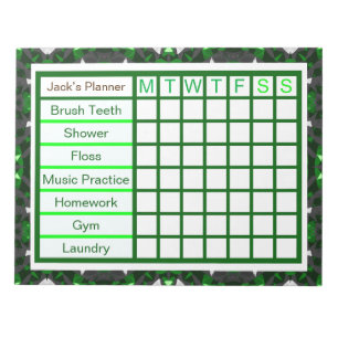 ADHD ADD Boy’s Men’s Weekly Checklist Planner Notepad